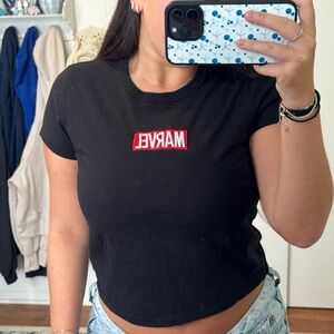 Marvel black crop top size medium